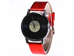 Reloj De Pulsera De Moda Para Parejas Con Correa De Piel Sintética, Cuarzo Analógico, Rojo.