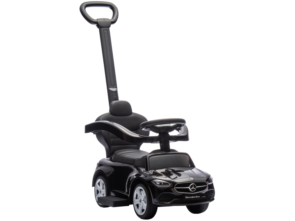 Coche eléctrico infantil Mercedes-Benz con licencia oficial, manillar extraíble, color negro, 91x40x83