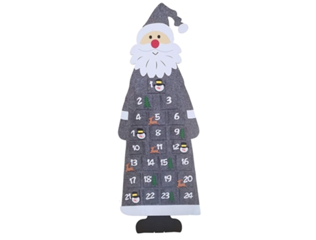 Calendario de Adviento de Navidad, Calendario de Adviento de Papá Noel de fieltro con 24 bolsillos, para la decoración del hogar de Navidad, gris