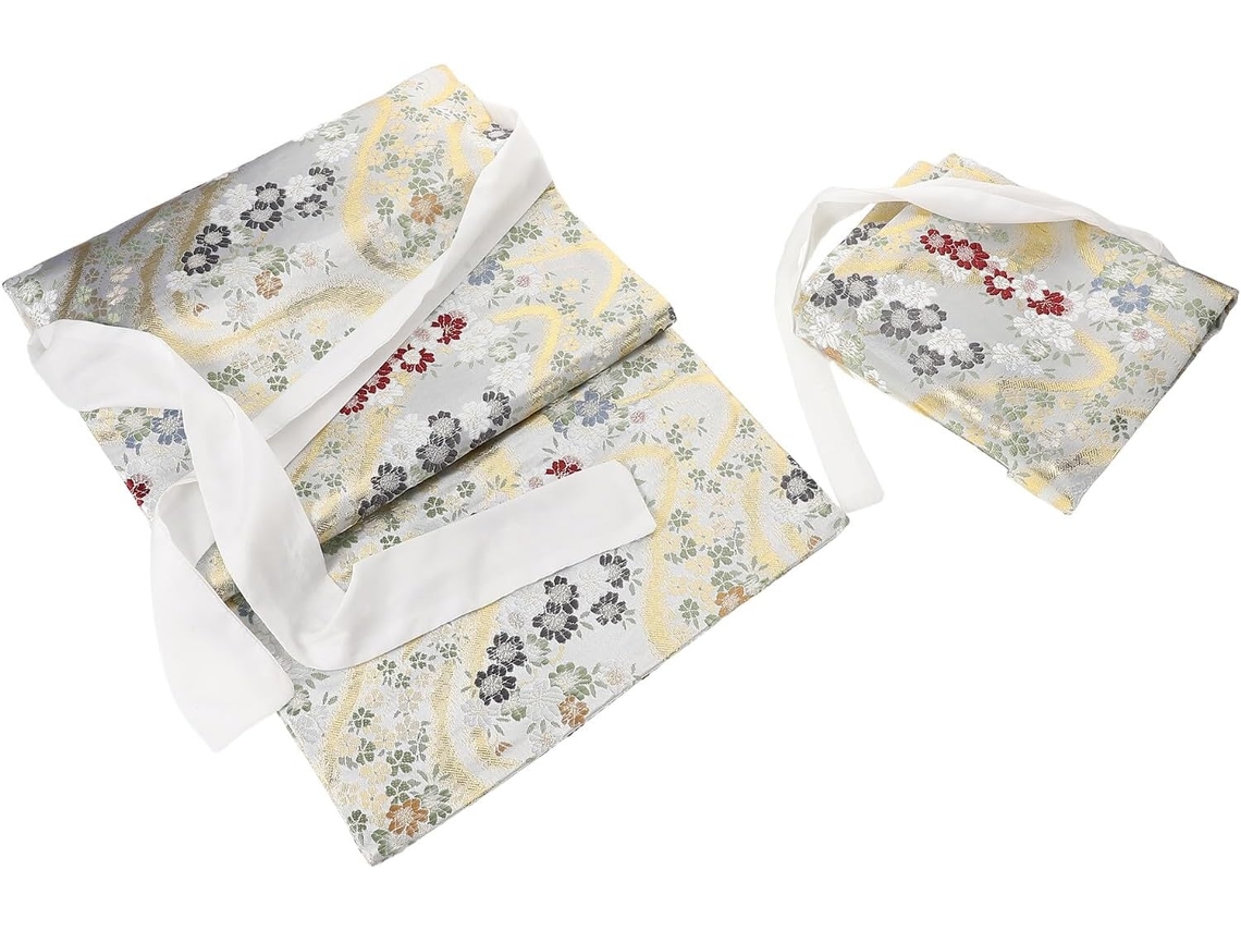 Cinturón Ancho De Kimono Japonés Para Mujer, Almohada Obi Acolchada, Brocado Jacquard Beige.