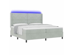 Maison Exclusive - Cama Tipo Box Spring Con Led Gris Claro 200 X 200 Cm Terciopelo