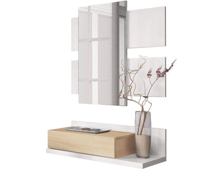 Mueble de Entrada HABITDESIGN Tekkan (Blanco Artik - Roble - Melamina - 75 x 116 x 29 cm)