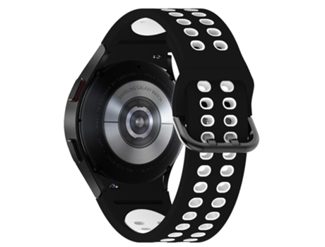 Correa de Silicona 20mm de dos colores con hebilla de doble orificio para Samsung Galaxy Watch4 40mm/44mm/Watch4 Classic 42mm/46mm - blanco/negro