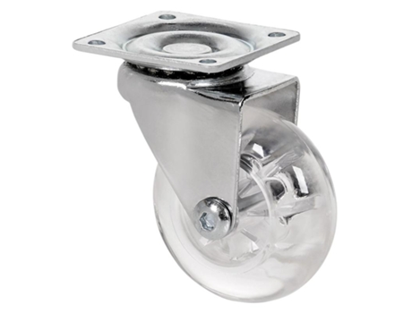 Rueda giratora placa cromada 10bdt75 poliur.transparente eje liso ALEX