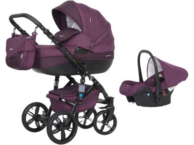 Carrito de Bebé Individual RIKO Brano Natural + Carlo Isofix Ready Morado