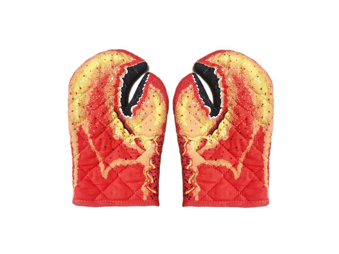 Luvas de forno 2026-Claw Lobster, acolchoadas em algodão, resistentes ao calor até 200 °C e antiderrapantes.