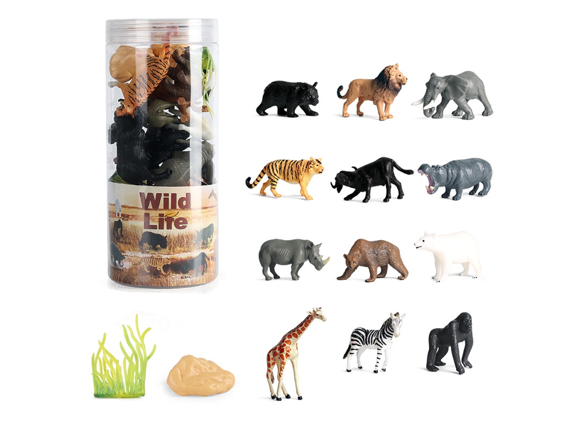 Ats-12 Piezas Mini Figuras De Animales Salvajes Juguetes De Animales Africanos Set Educativo Para Niños