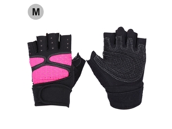 Guantes de levantamiento de pesas para entrenamiento, gimnasio, fitness, deportes, ejercicio, rosa, rojo, M