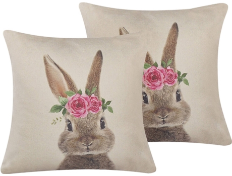 Conjunto de 2 cojines de algodón gris pardo 45 x 45 cm BELIANI Tulipa