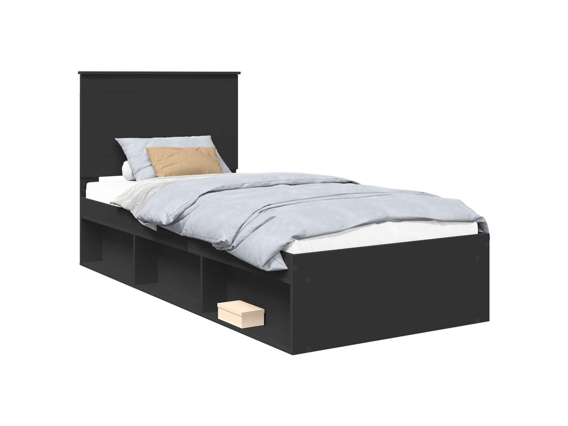 Maison Exclusive - Estructura De Cama Negro 90 X 190 Cm Madera De Pino Macizo