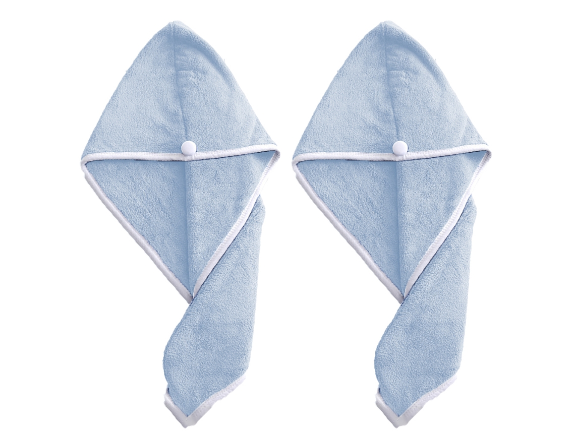 Juego de toallas Kofihety cabello gorro secado azul - 2 piezas (25x15x8 cm)