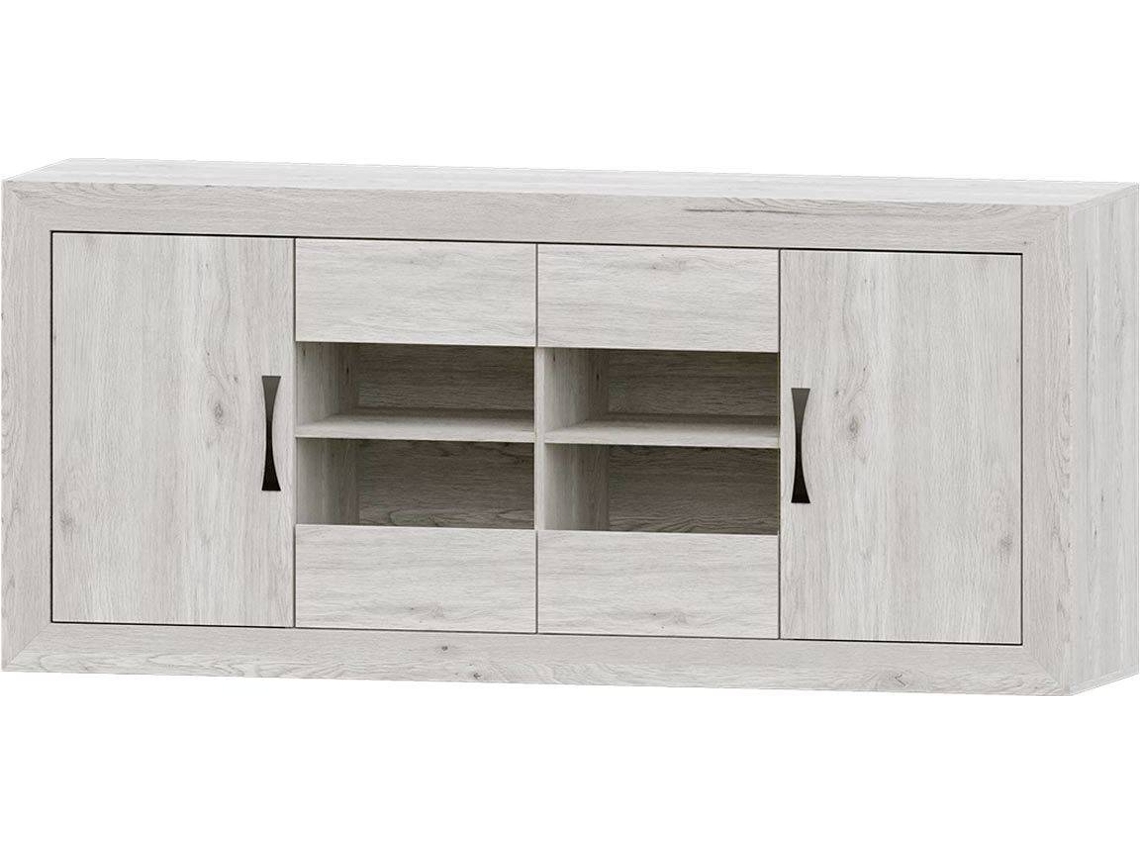 Aparador MUEBLAM Niza (Blanco Artic y Negro - Melamina - 160x80x42 cm)