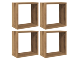Estanterías cúbicas exclusivas de Maison en derivados de madera de roble artesanal (4 piezas)