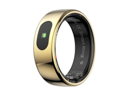 Anillo inteligente unisex de acero inoxidable, resistente al agua, con pantalla táctil y luz indicadora, mide la temperatura de la piel (talla 12, dorado)