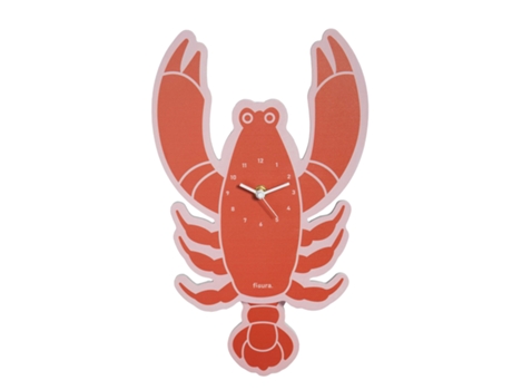 Reloj de pared original langosta Reloj de pared silencioso de 38 x 20 centímetros Reloj cocina rojo Reloj de péndulo de madera y ABS 2 Pilas AA FIS...