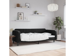 Sofá Cama Sin Colchón Terciopelo Negro 90x190 Cm