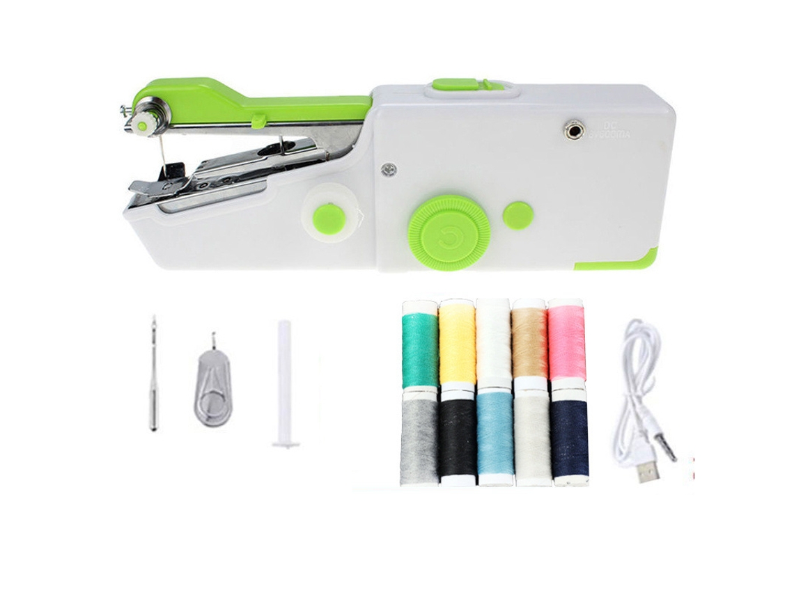 Máquina de coser portátil con herramienta para coser hilo, adecuada para viajes, hogar y principiantes, color verde Cuich