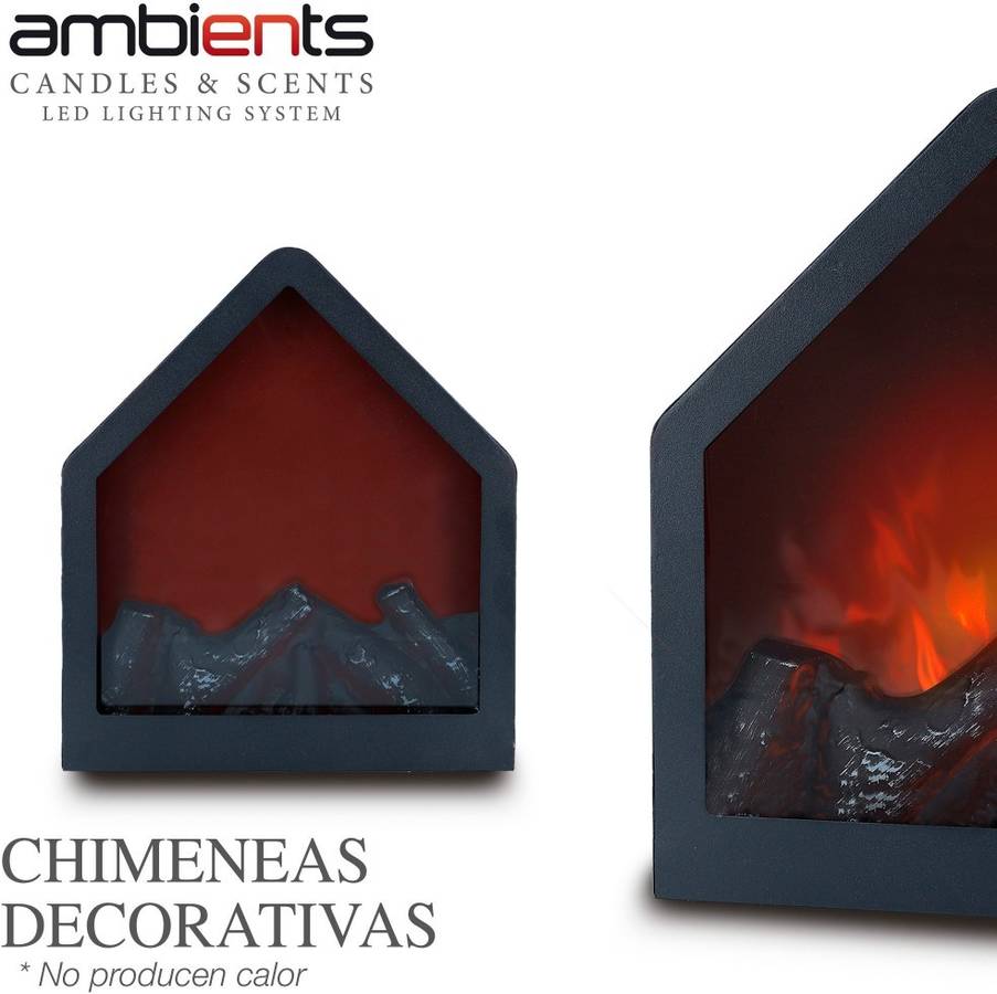 Aktive 35976 Chimenea led decorativa efecto llamas interior troncos 20x14x23 cm pilas funciona con 3 lcr14 no incluidas minimalista ambients 20x14x23cm