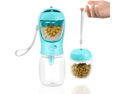 Garrafa De Água Para Cães De 350 Ml Com Comedouro (azul)