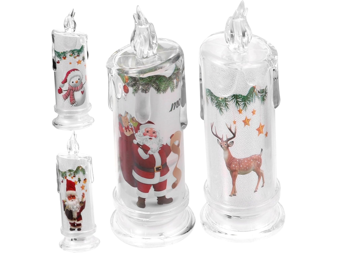 Juego de 4 velas electrónicas LED sin llama, velas navideñas cónicas, velas decorativas para celebraciones navideñas.