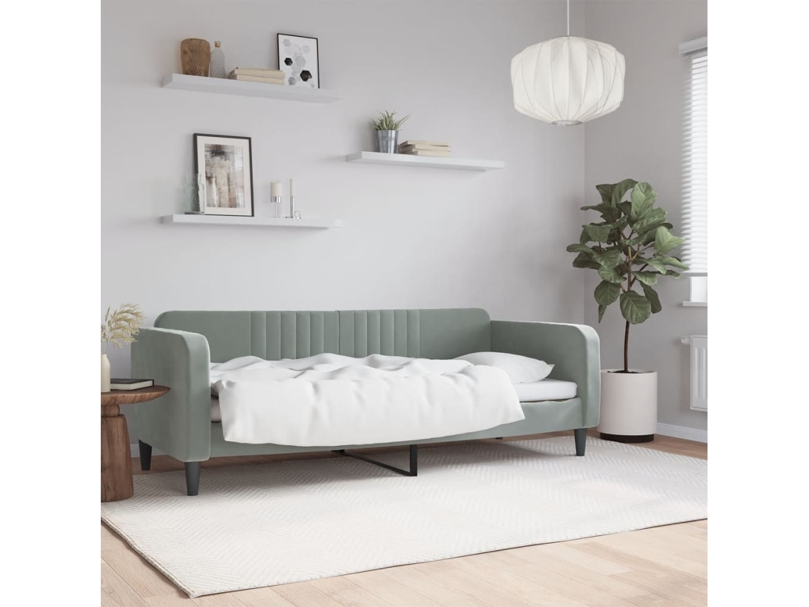 Sofá Cama Sin Colchón Terciopelo Gris Claro 80x200 Cm