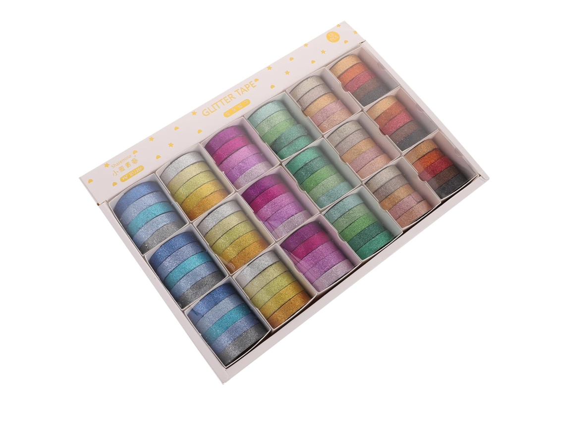 Juego De 90 Cintas Washi Con Purpurina En Tonos Pastel, Cintas Adhesivas De Papel Para Scrapbooking Y Decoración.