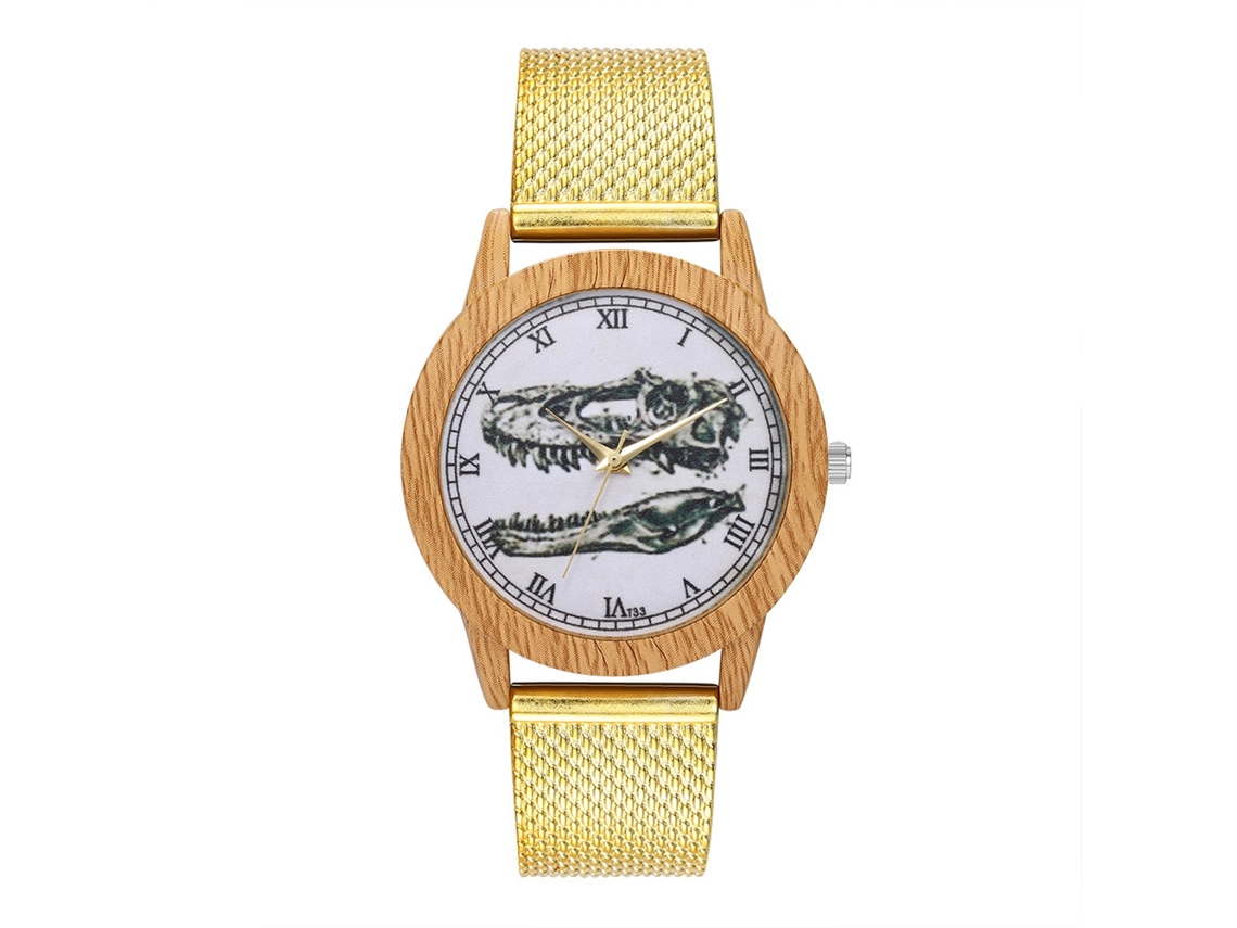 Reloj De Pulsera De Cuarzo Zhoulianfa Para Hombre Y Mujer Con Correa De Malla Dorada T33-f2