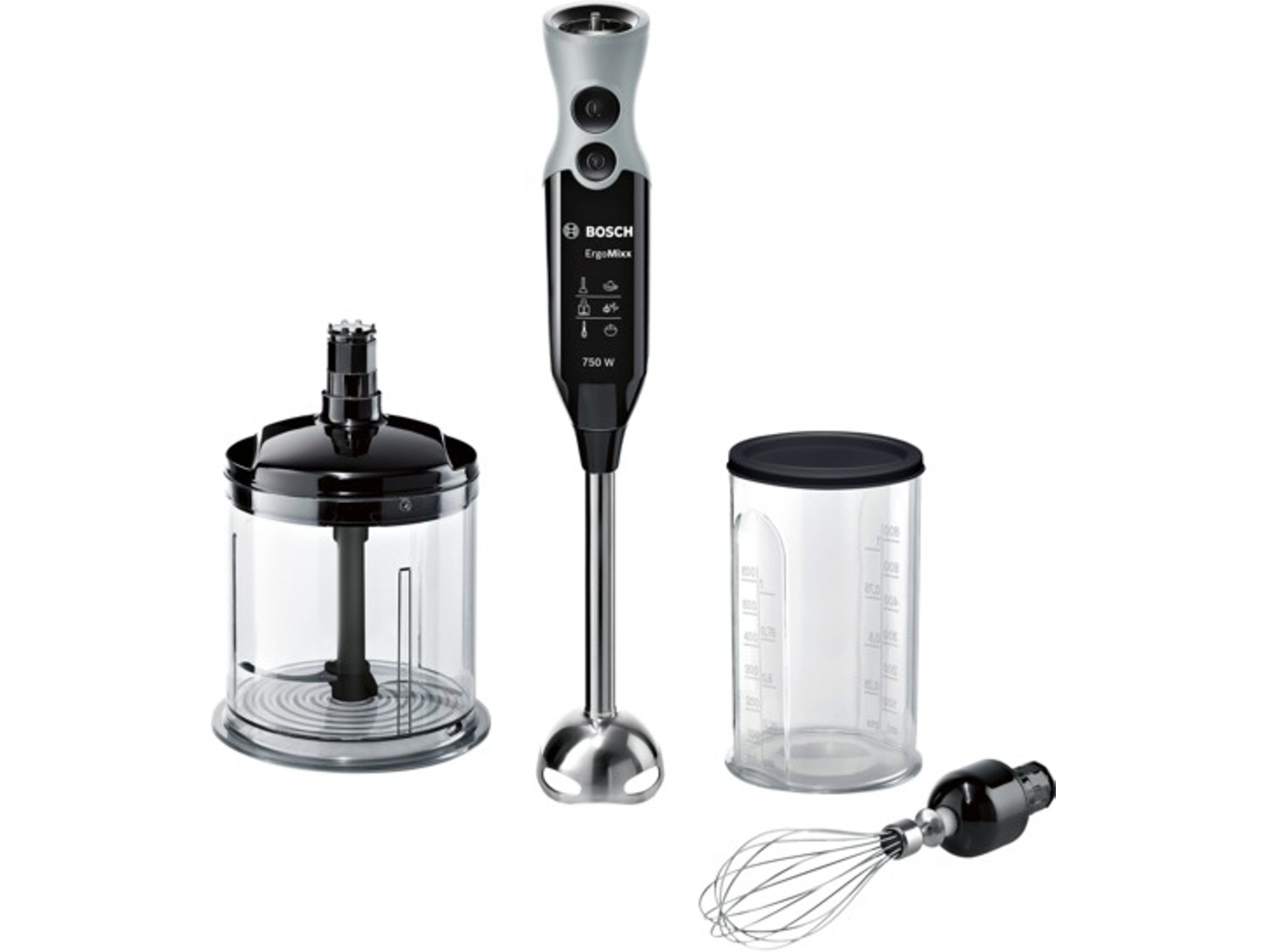Batidora de mano + accesorios BOSCH MSM67160 (750 W - negro e inox)