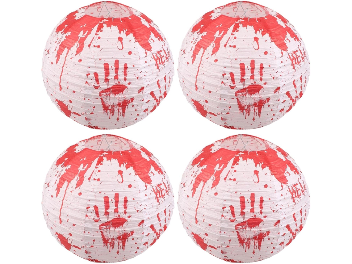 Juego de 4 farolillos de papel para Halloween, adornos colgantes sangrientos, accesorios SFUSHOS.
