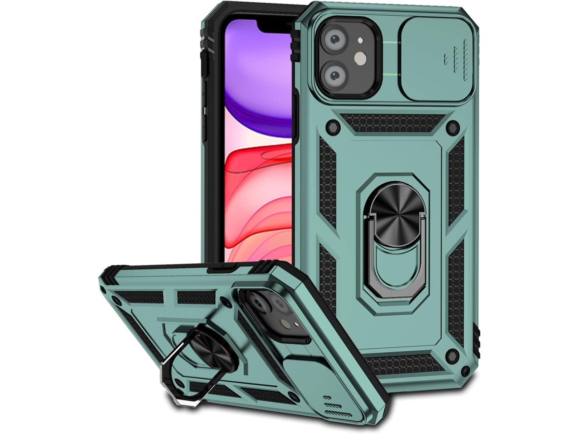 Funda protectora magnética AEUZWR a prueba de golpes para iPhone 11 con soporte para cámara en verde