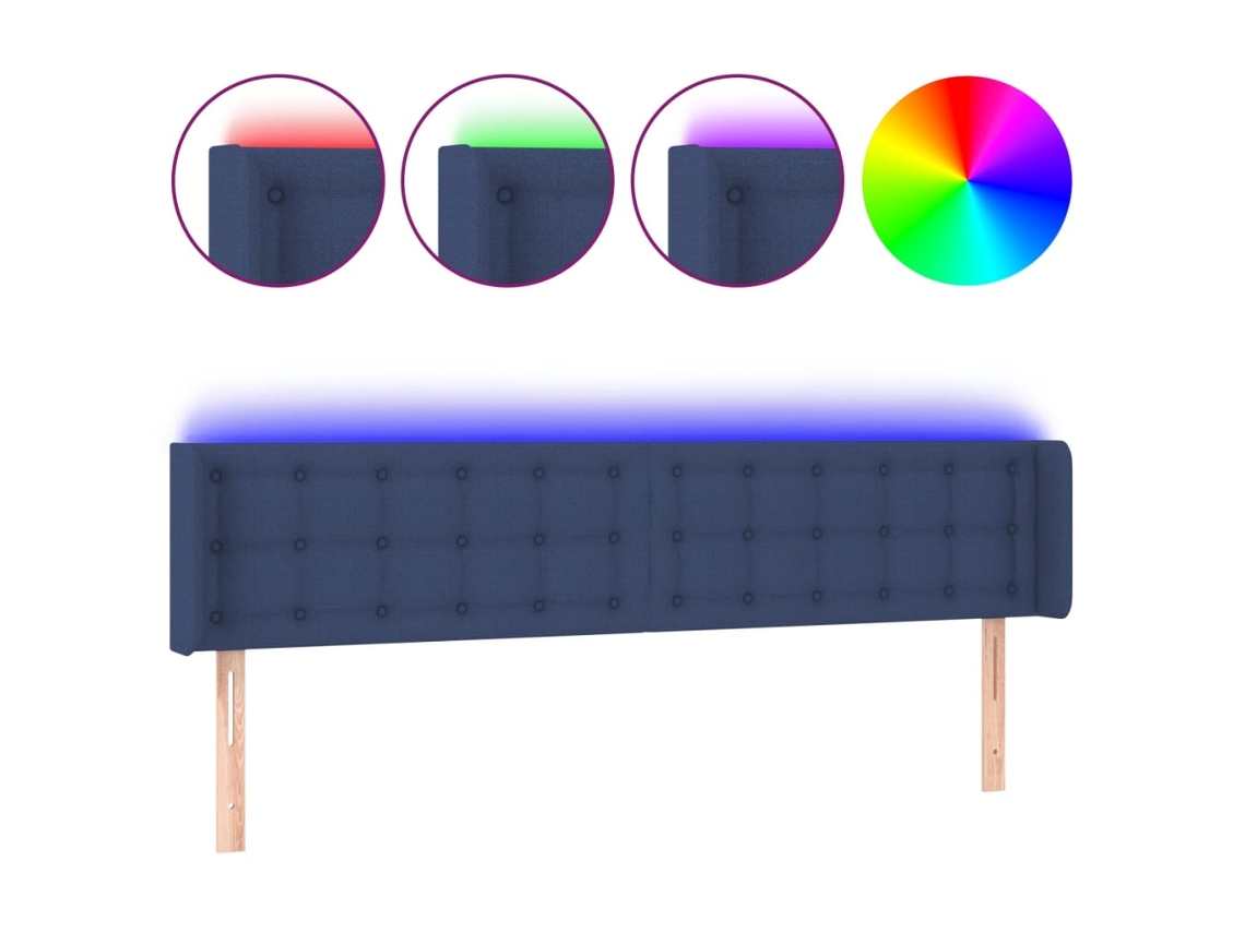 Maison Exclusive - Cabecero Con Led De Tela Azul 163x16x78/88 Cm