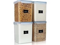 2026-contenedores De Almacenamiento De Alimentos 5.2l, 4 Piezas Plástico Bpa Free Airtight Para Harina Azúcar Arroz