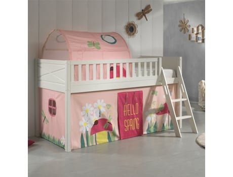 Somier Meia Altura Cobertura Spring Vipack PETITSMEUBLES Madera de Pino Tecido Blanco (207.5x134.5x114)