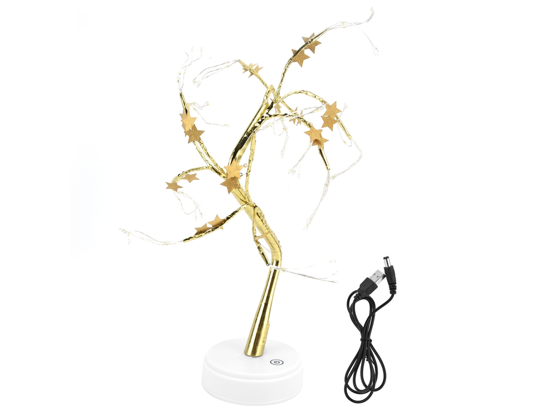 Árbol De Luces Led Con Forma Estrella Dorada Cinco Puntas, Alimentado Por Usb O Pilas, Decoración Ar