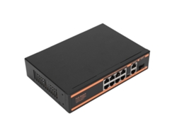 Switch PoE de 10 puertos compatible con 802.3af, sin ventilador, silencioso