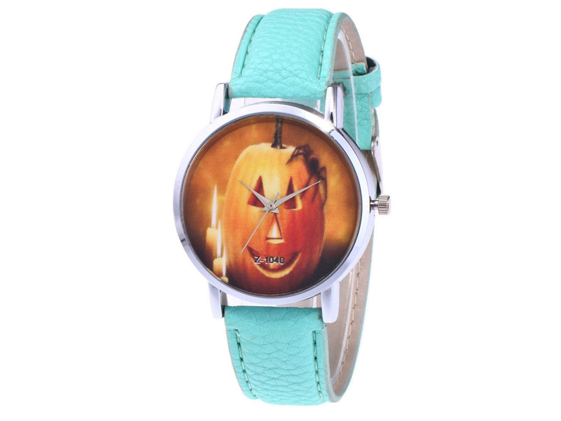 Reloj De Pulsera Informal Para Mujer Con Correa De Pu Y Movimiento De Cuarzo, Diseño De Calabaza (menta).