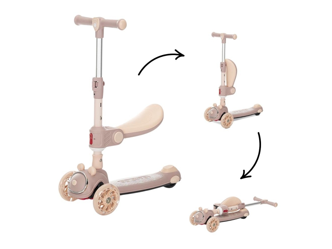 Patinete infantil Swiftie beige con asiento plegable y música de Lorelli