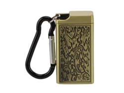 Cenicero portátil de bolsillo con tapa de aleación de aluminio, con diseño en relieve, para interiores, exteriores, bares, casas y oficinas, dorado.