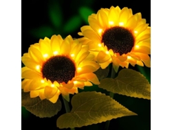 Lámparas Solares Jardín, 2 Piezas Flores Girasol Exterior, Impermeables, Decoración Solar Autónoma