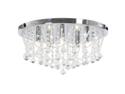 Lámpara Luminária Techo con Contas Cristal 4 Bombillas G9 Redondo Plateado
