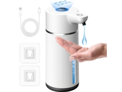Dispensador De Jabón Automático Recargable Por Usb Con Pantalla Led 4 Modos Ajustables Blanco Gertiz