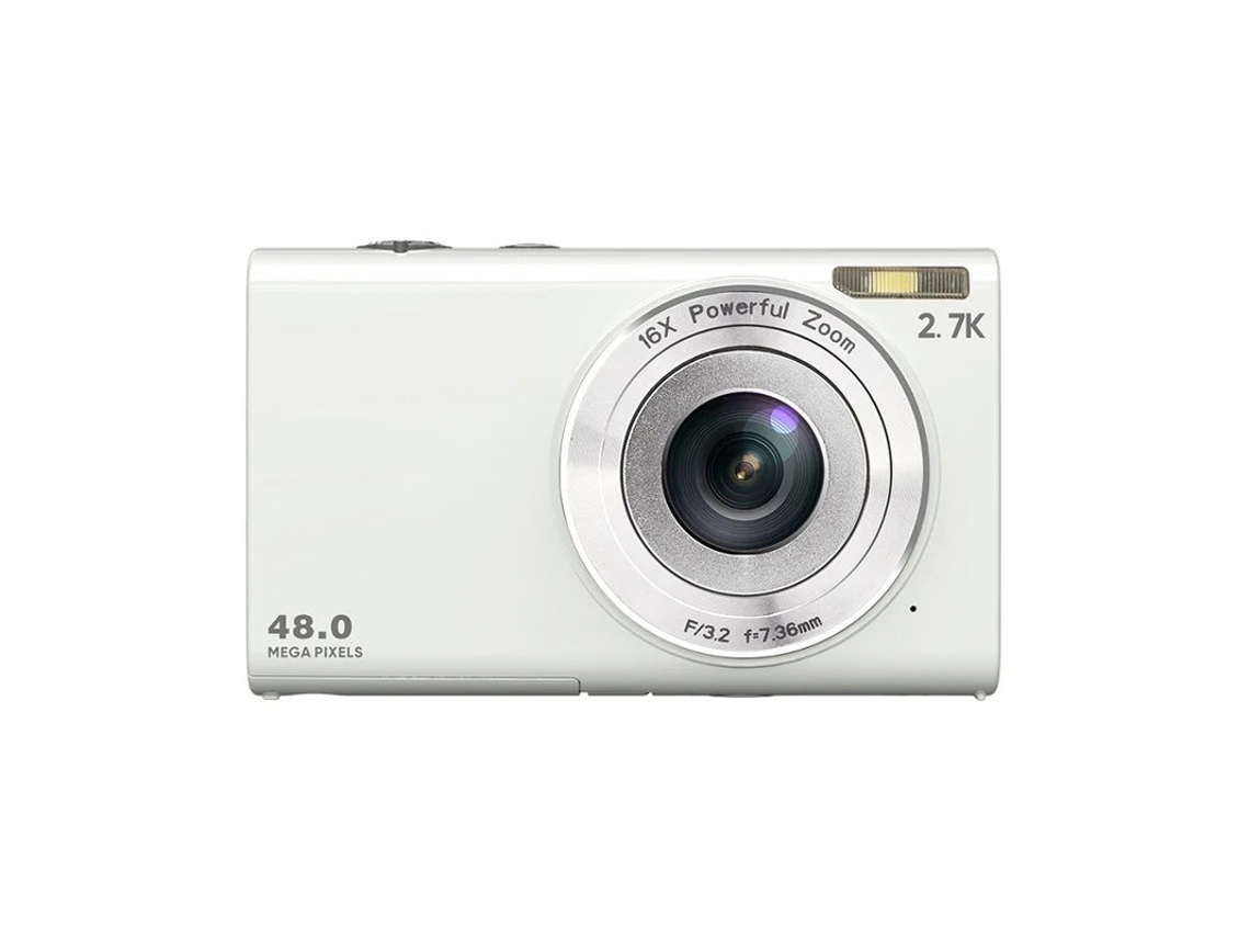 Cámara digital compacta Yizhood 2.7k, 48mp, zoom digital 16x, tarjeta de 32GB, color blanco