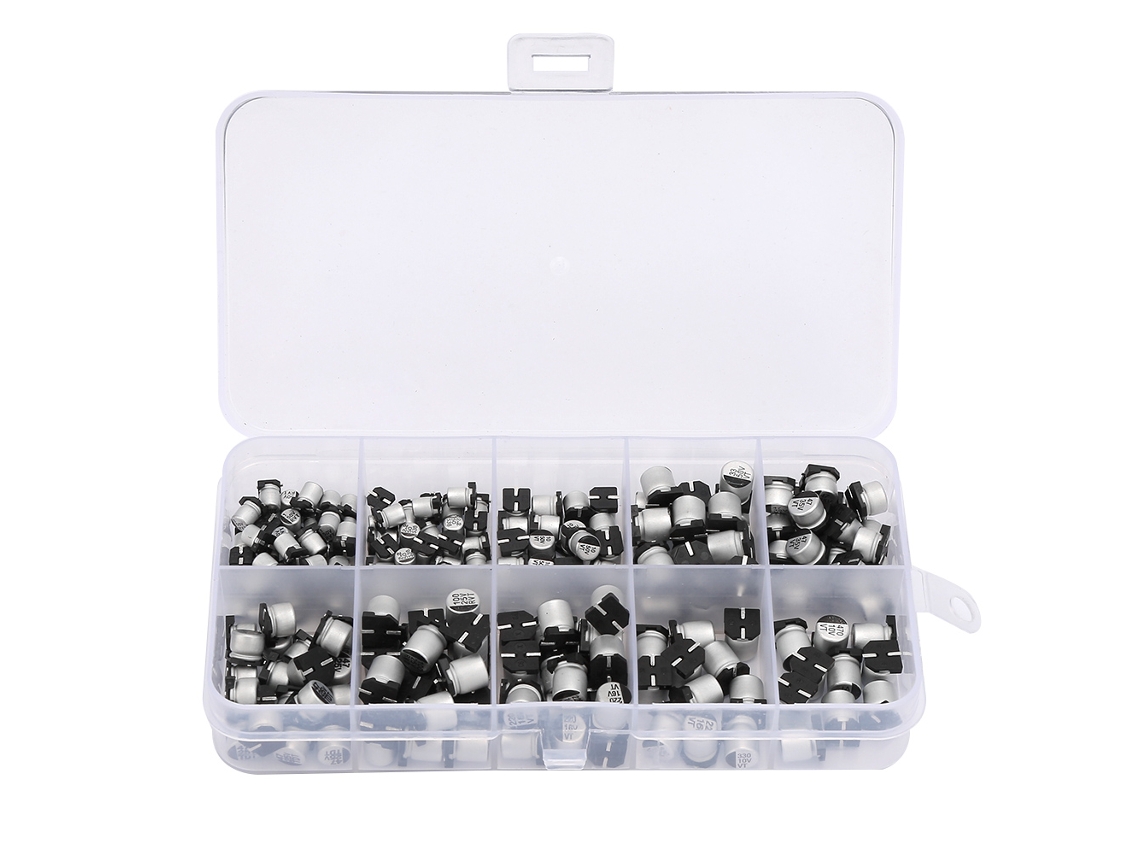 Veloriskku-kit De 200 Capacitores Eletrolíticos Smd 10 Valores 1uf-470uf 10v-50v Com Caixa De Armazenamento