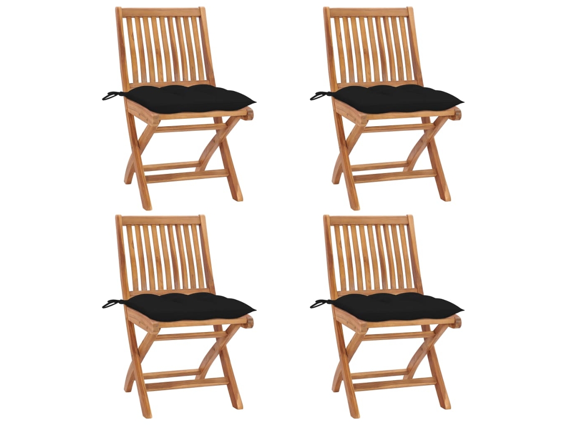 Sillas de jardín plegables de 4 piezas con cojines DKD Home Decor