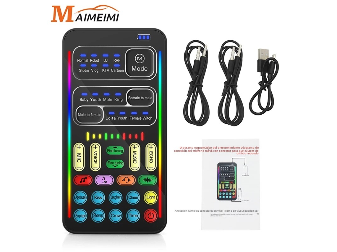 Mini modificador de voz con efectos de audio Bluetooth y compatible con tarjetas de sonido. Ultrafino y portátil. Mdug (sin caja).