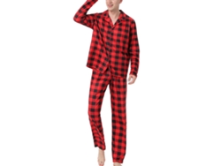 2026altiro-conjunto De Pijamas Navideño De Familia Con Estampado De Cuadros Manga Larga Suelto Para Padre Hijo Mascotas Rojo Hombre M