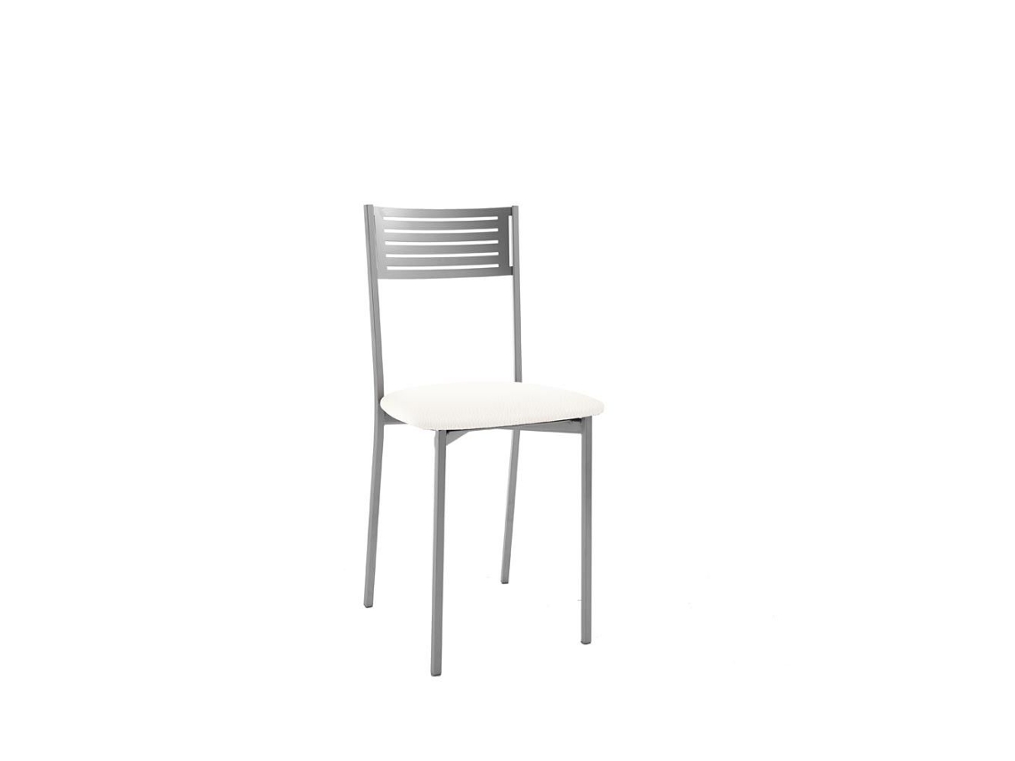 Cadeira de Cozinha Valencia em Alumínio 40x86x44cm Couro Sintético Branco FANMUEBLES