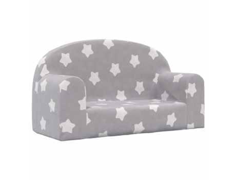 Sofá de niños de 2 plazas felpa suave VIDAXL gris claro con estrellas