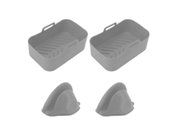 Juegos De Cestas Rectangulares De Silicona Para Freidora Ninja Dz201 Foodi De 8 Cuartos (gris)