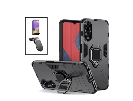 Kit De Película De Vidrio Templado De Cubierta Completa 5D 3X1 Soporte Magnético De Defensor Militar L Coche De Conducción Segura Para OPPO A58 - N...